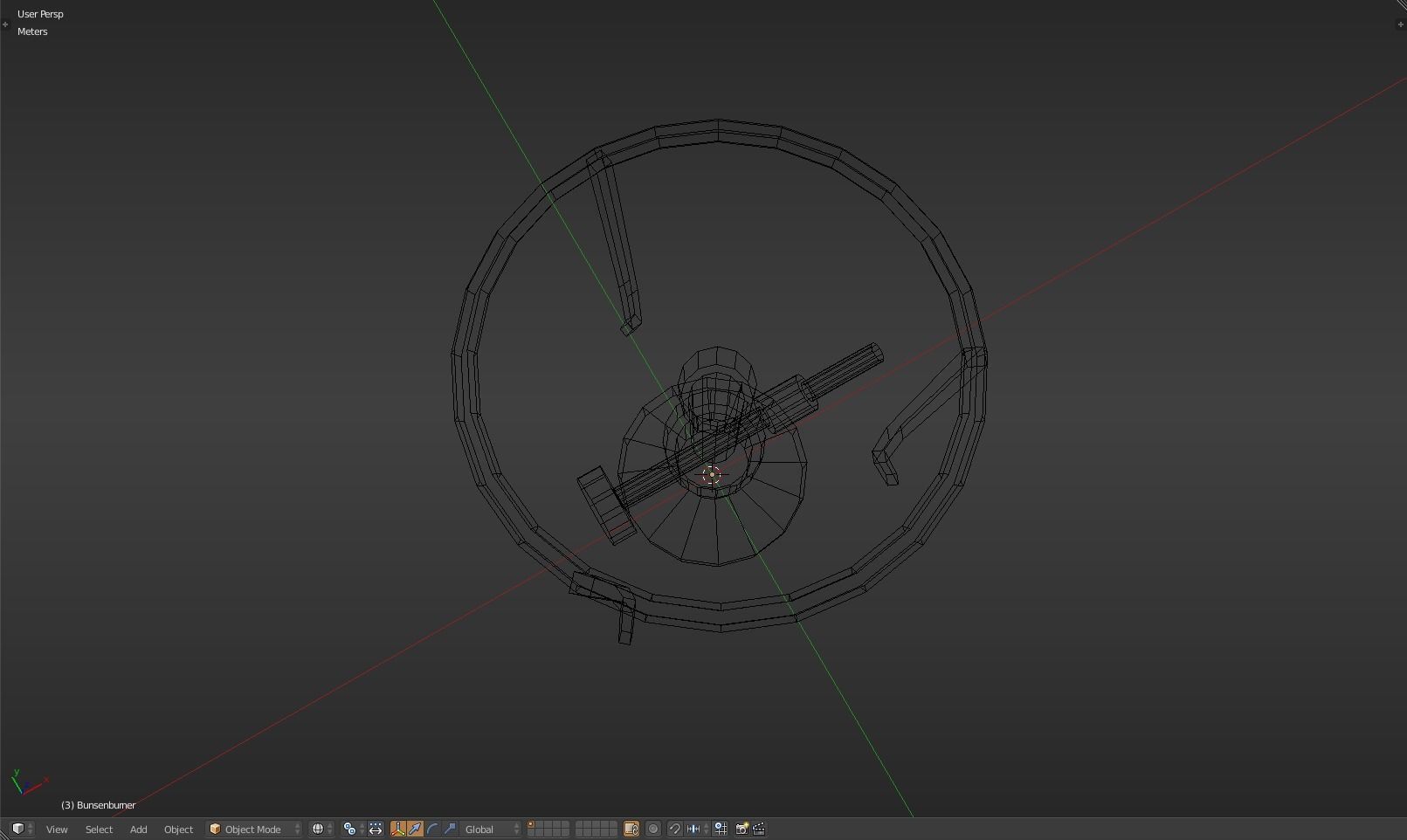 Bunsenburner lamp with metal stand Low-poly 3D model_15