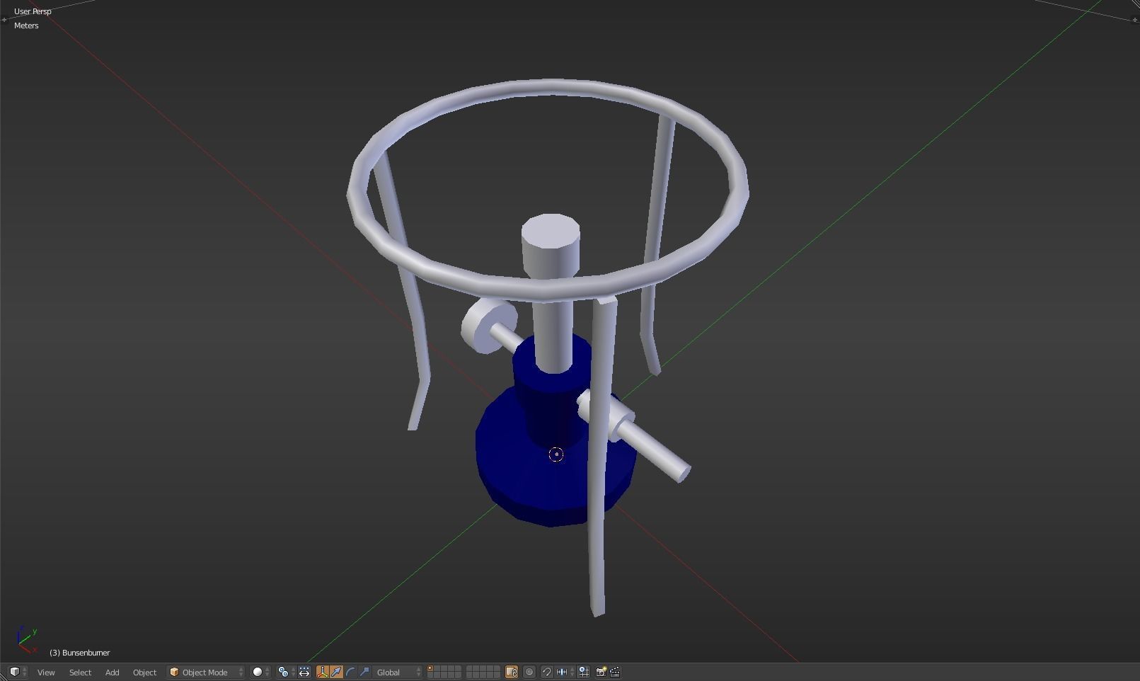 Bunsenburner lamp with metal stand Low-poly 3D model_8