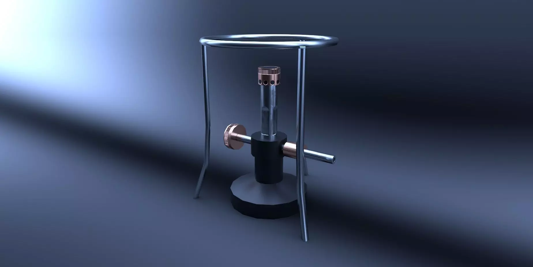 Bunsenburner lamp with metal stand Low-poly 3D model_0
