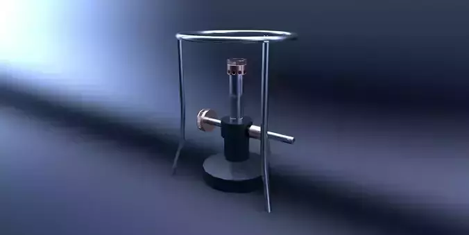 Bunsenburner lamp with metal stand Low-poly 3D model