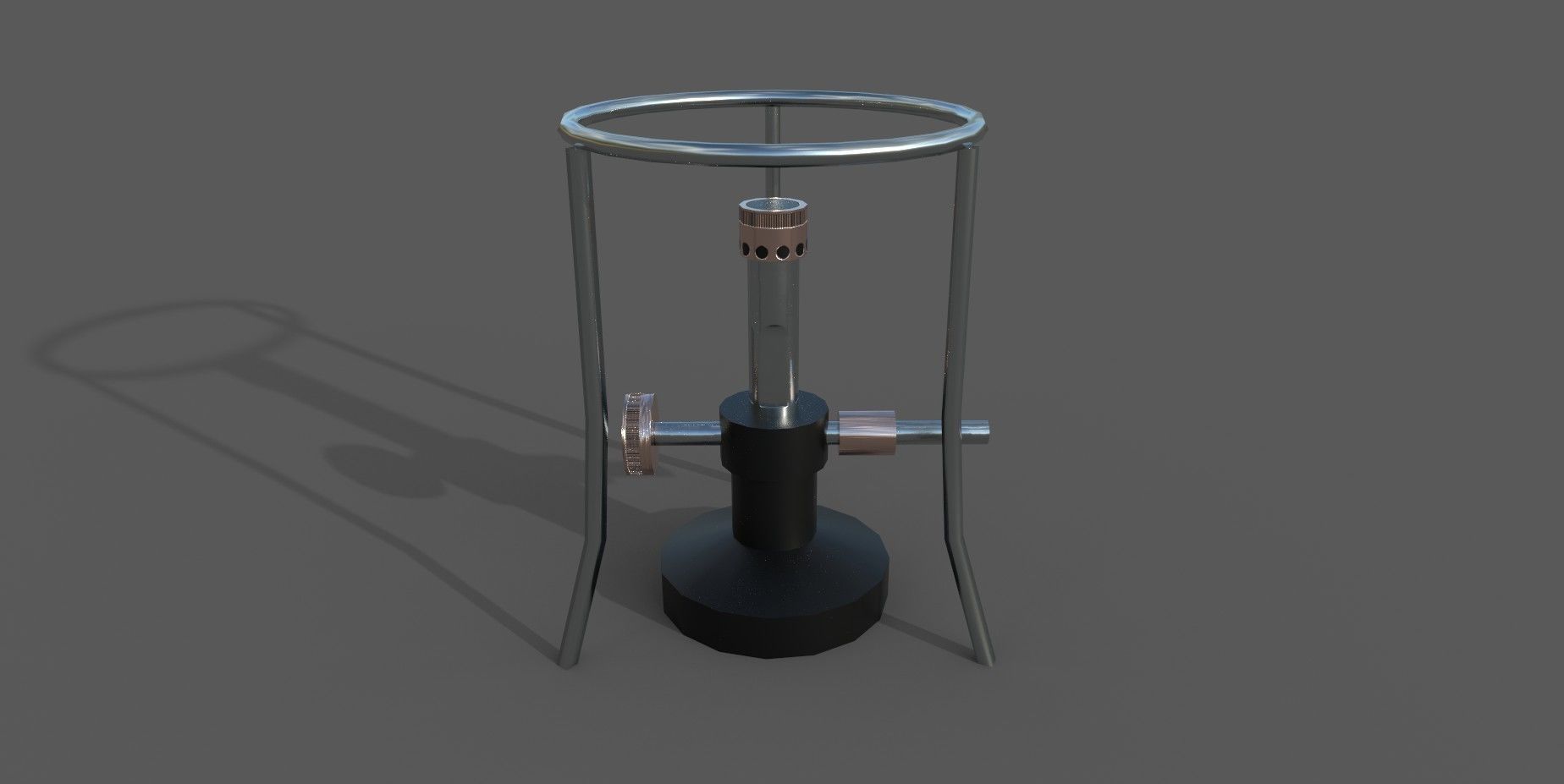 Bunsenburner lamp with metal stand Low-poly 3D model_1