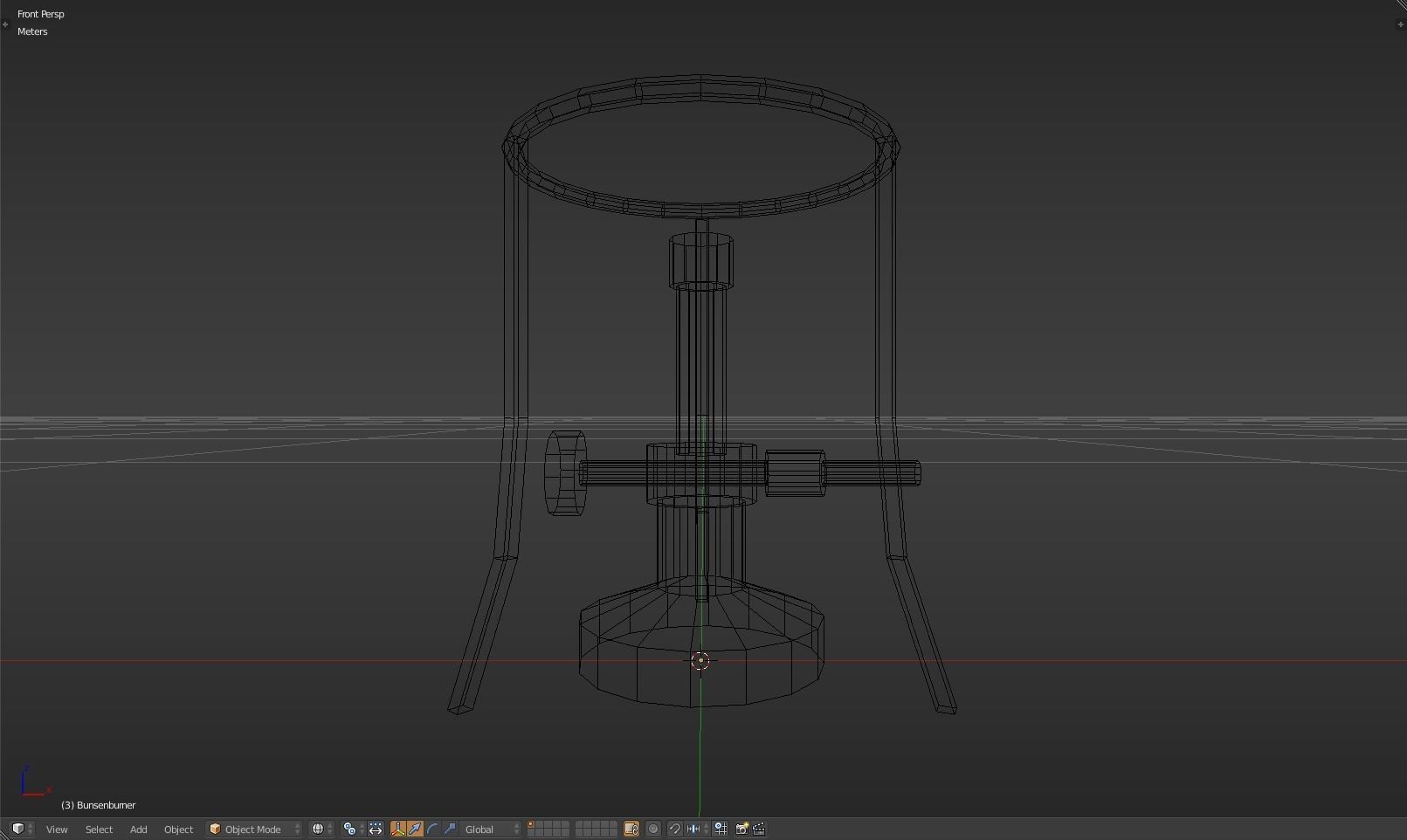 Bunsenburner lamp with metal stand Low-poly 3D model_7