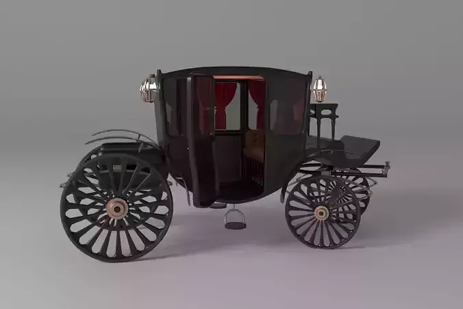 Vintage Luxury Carriage Low-poly 3D model