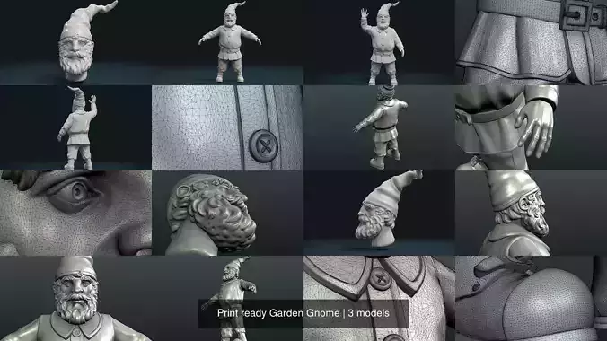 Print ready Garden Gnome 3D Model Collection