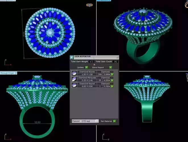 C3D174R emerald and diamond ring
