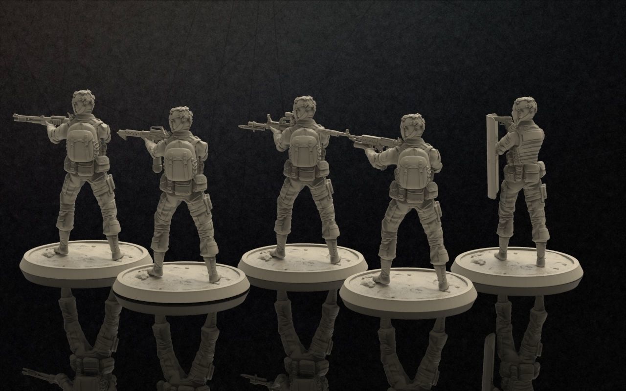 Soldiers Figure With Mask Set 4 3D print model_1
