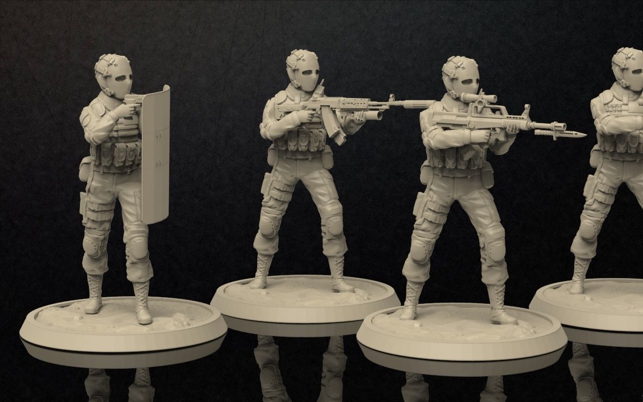 Soldiers Figure With Mask Set 4 3D print model_3