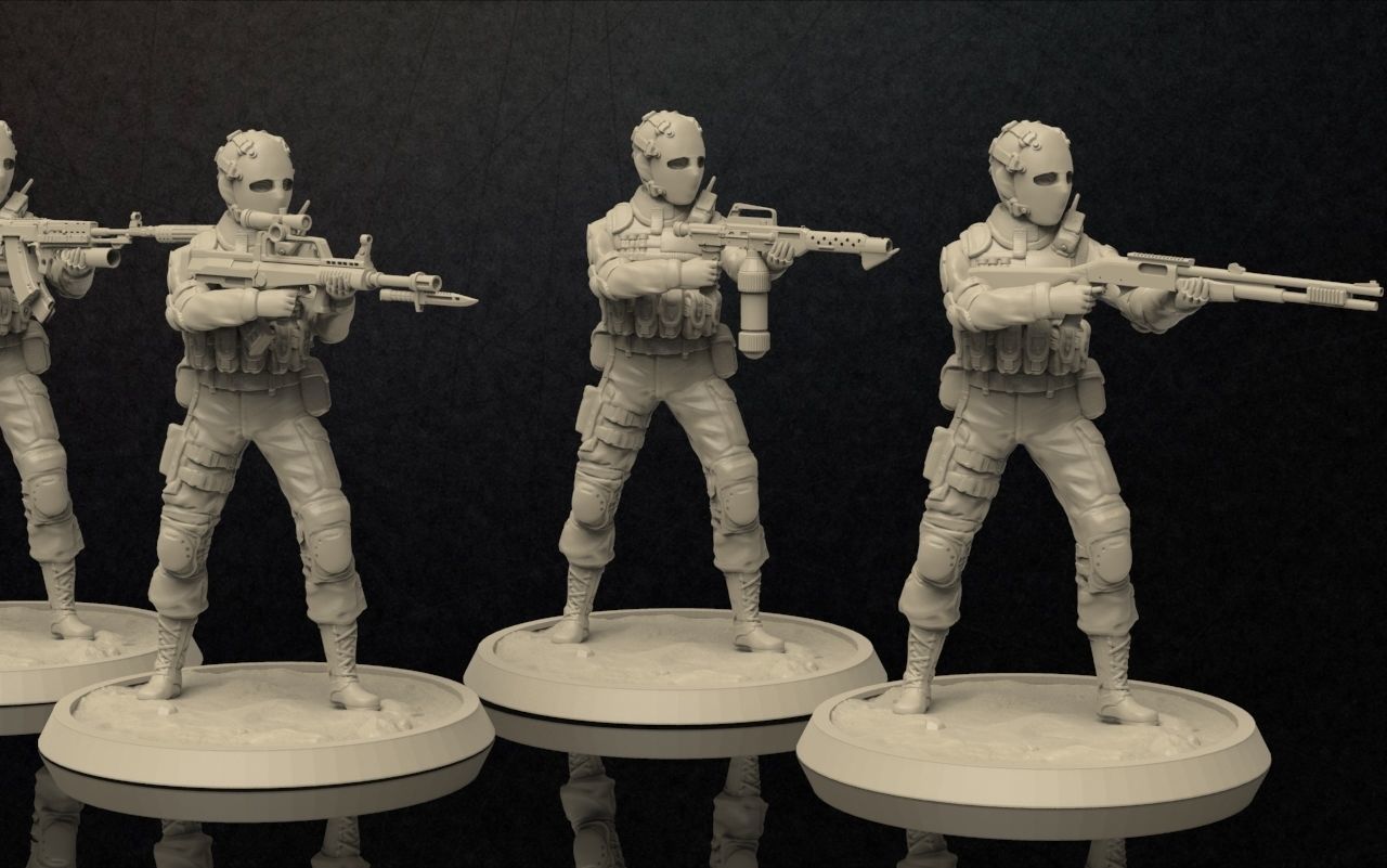 Soldiers Figure With Mask Set 4 3D print model_2