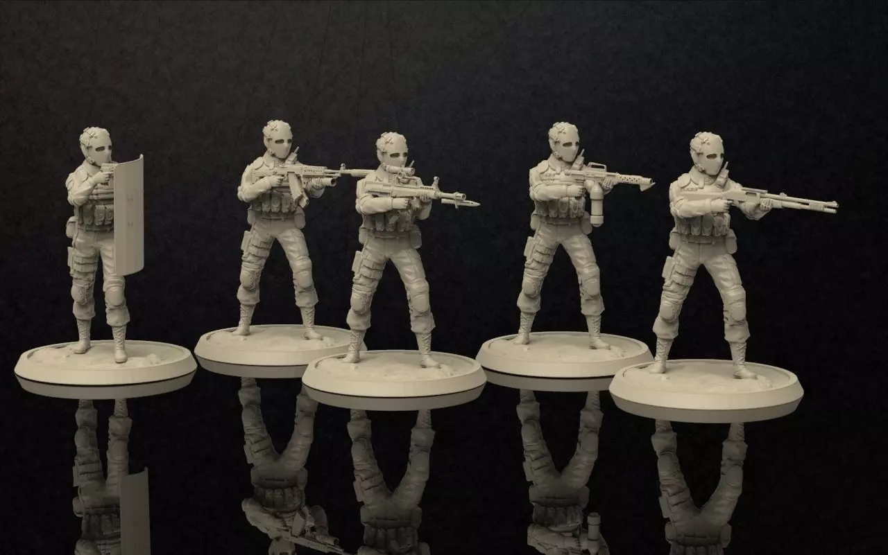Soldiers Figure With Mask Set 4 3D print model_0