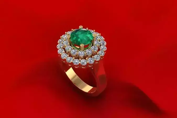 C3D225R emerald and diamond ring