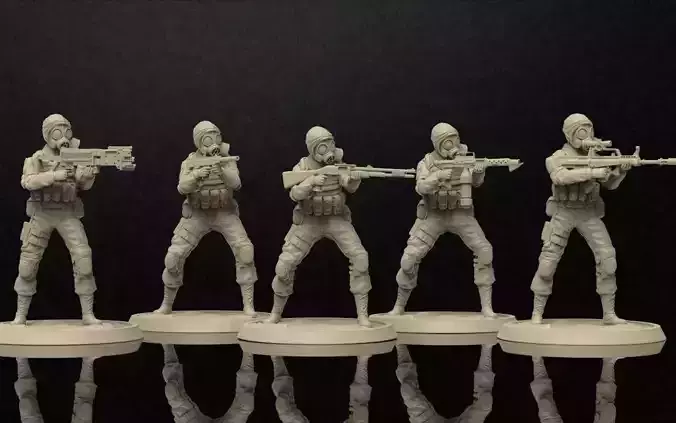 Soldiers Figure With Gasmask Set 5