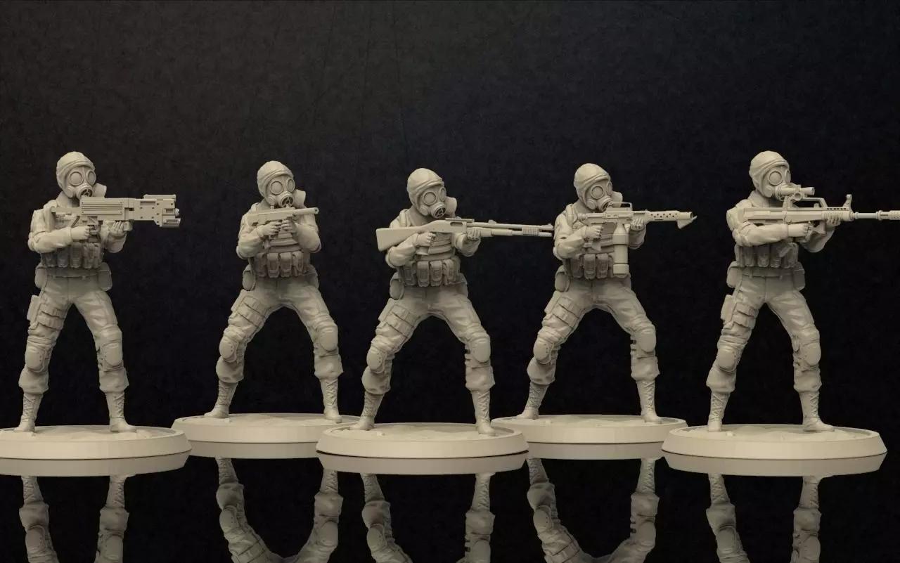 Soldiers Figure With Gasmask Set 5 3D print model_0