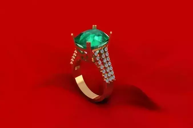 C3D235R emerald and diamond ring