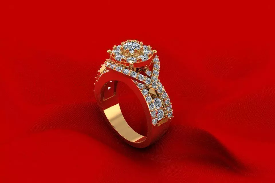 C3D236R engagement ring with diamonds 3D print model_0