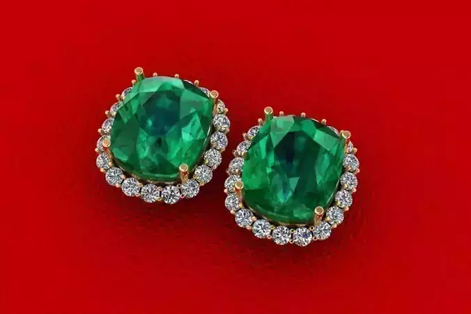 Cusion Diamond Earring 3D print model