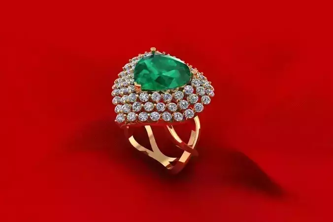 C3D258R emerald and diamond ring