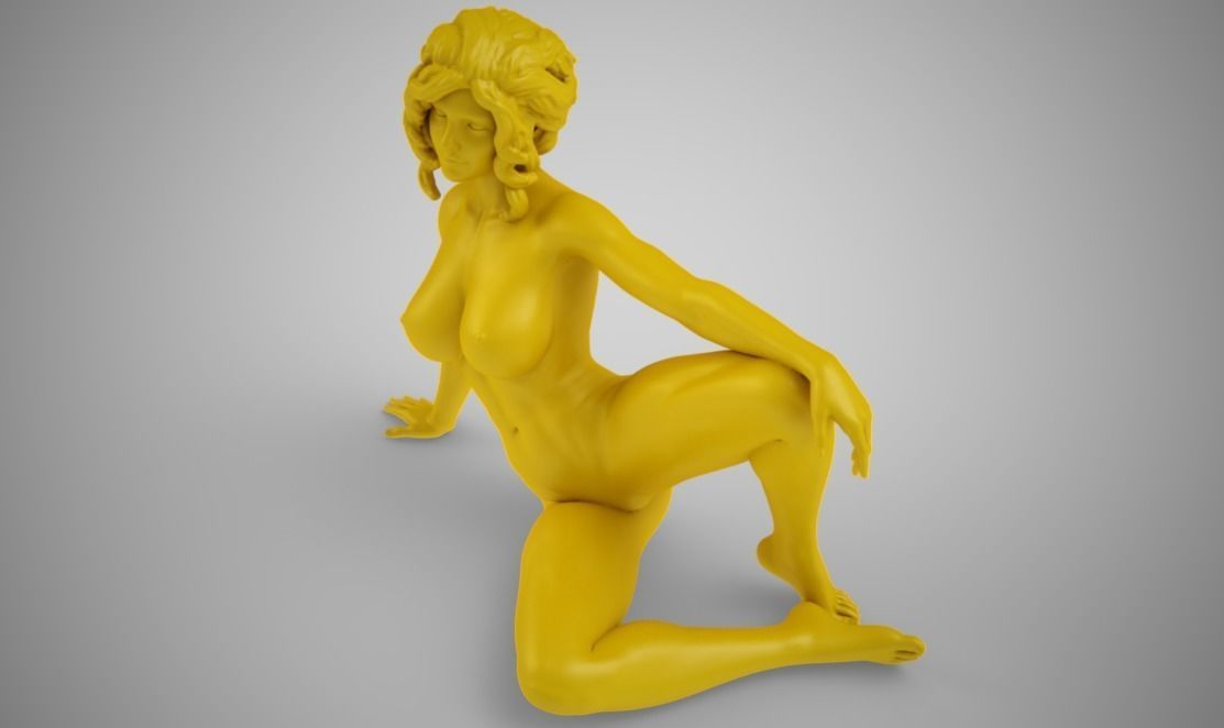 Side Sitting Woman 3D print model_7
