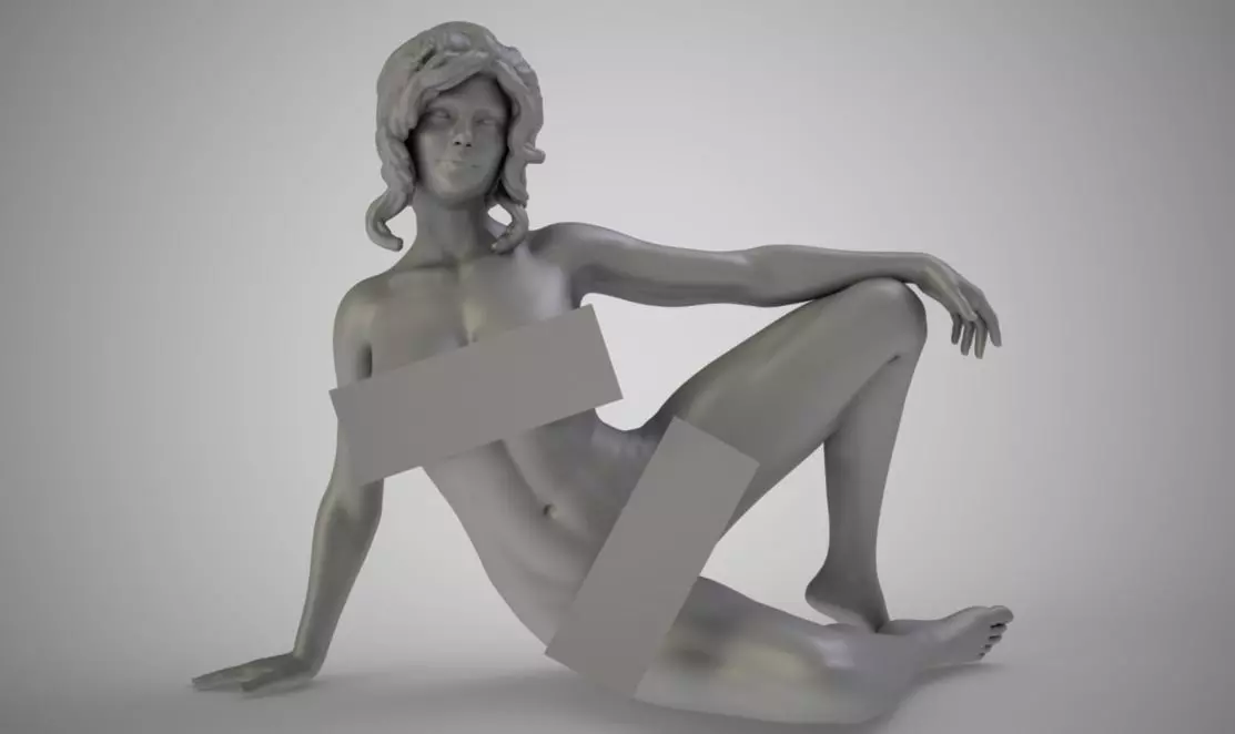 Side Sitting Woman 3D print model_0