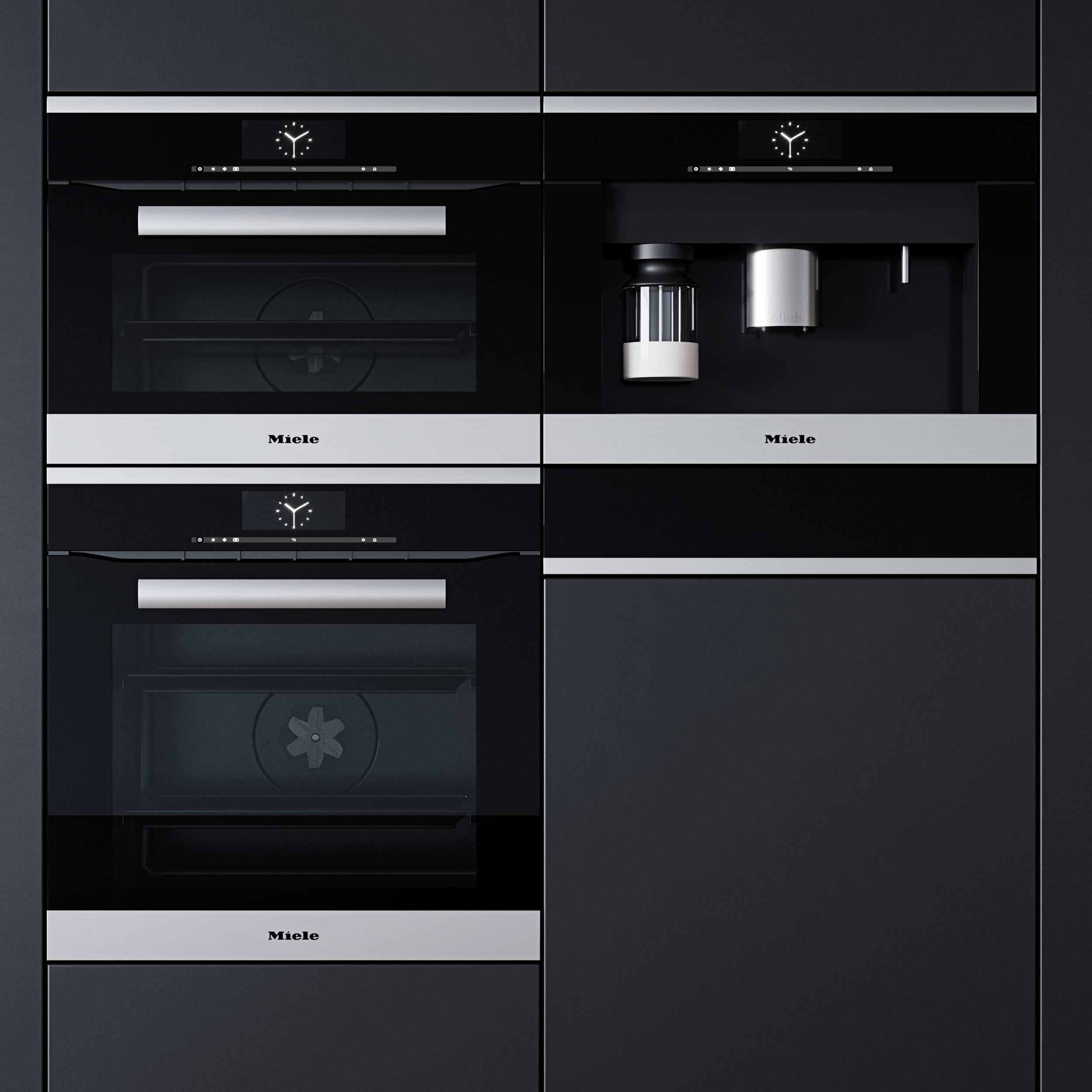 Miele set oven with microwave and coffee maker 3D model_2