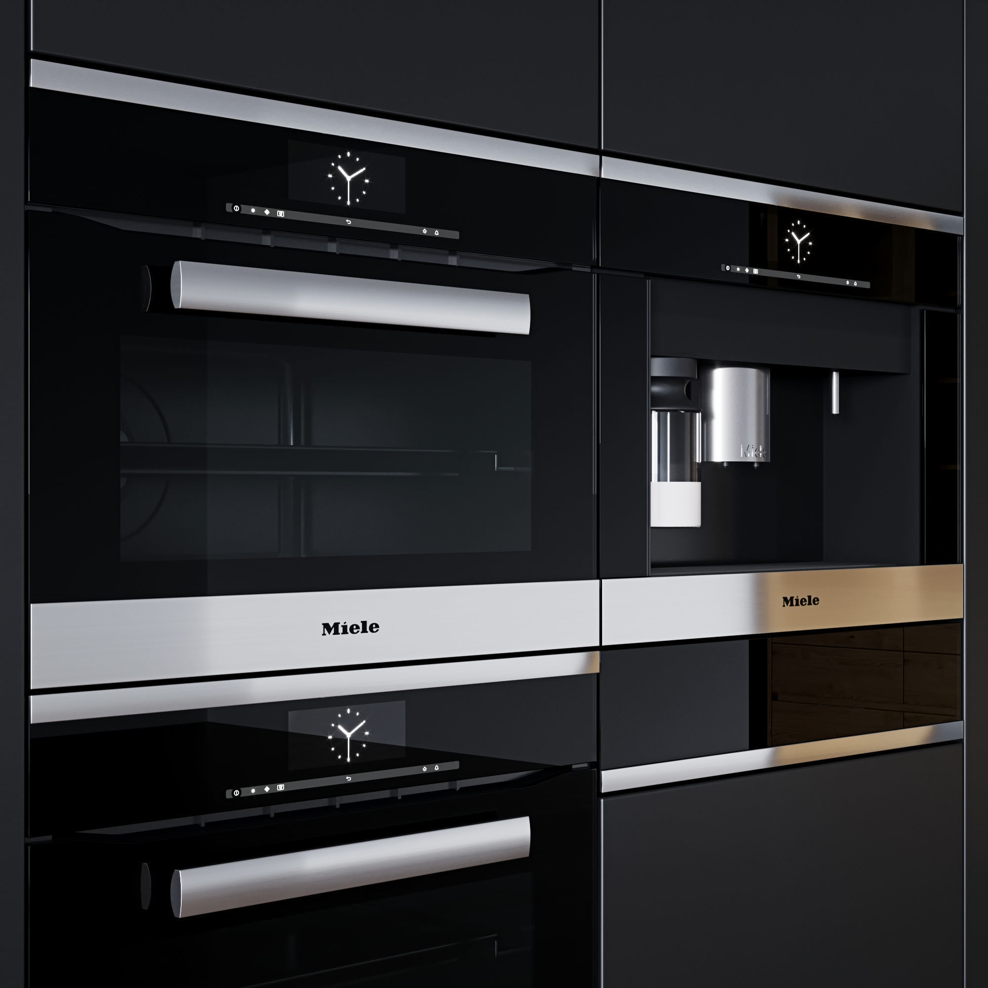 Miele set oven with microwave and coffee maker 3D model_1