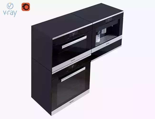 Miele set oven with microwave and coffee maker 3D model