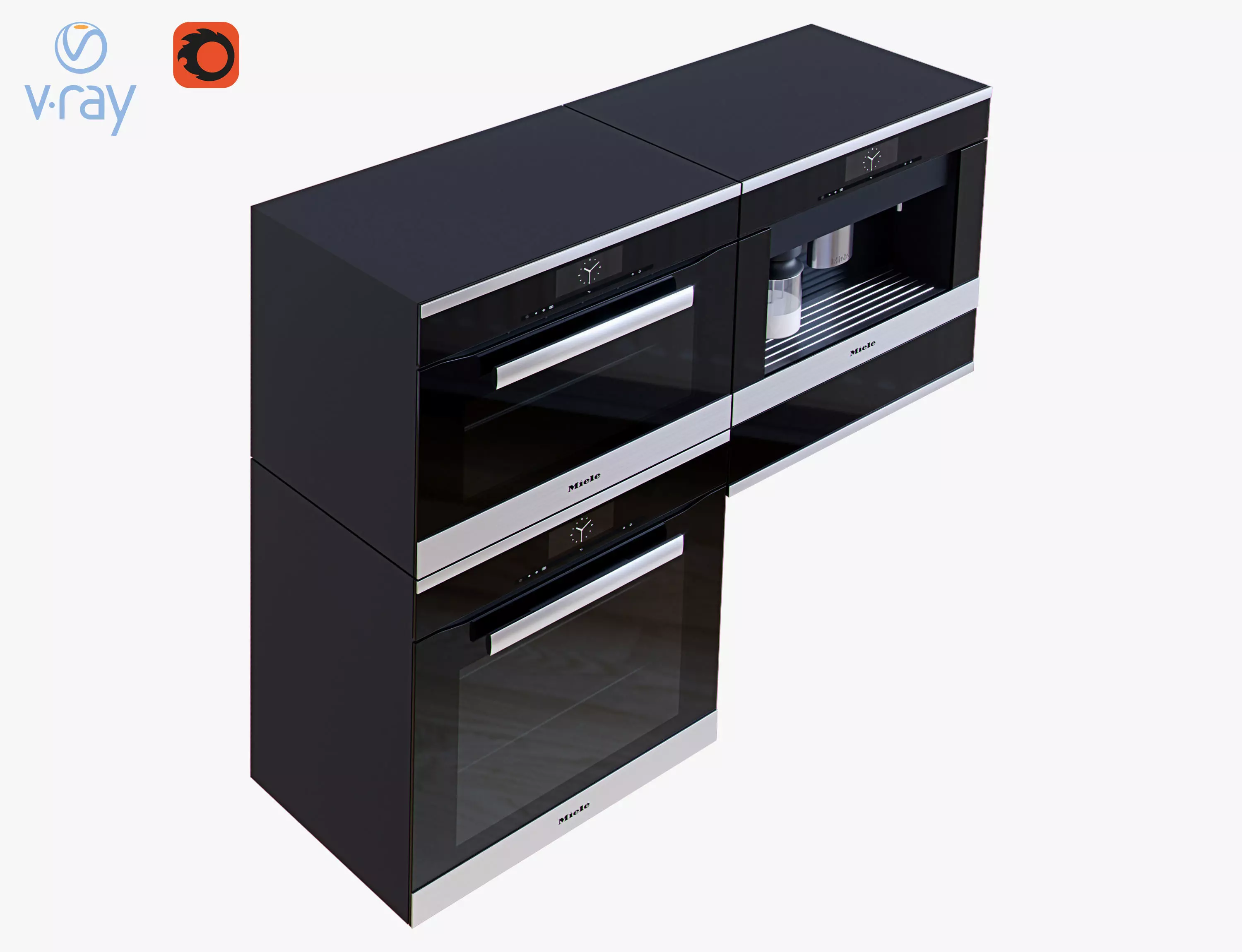 Miele set oven with microwave and coffee maker 3D model_0