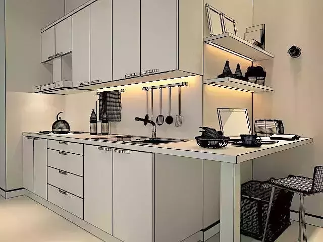 Kitchen Set with cabinets and counter tops