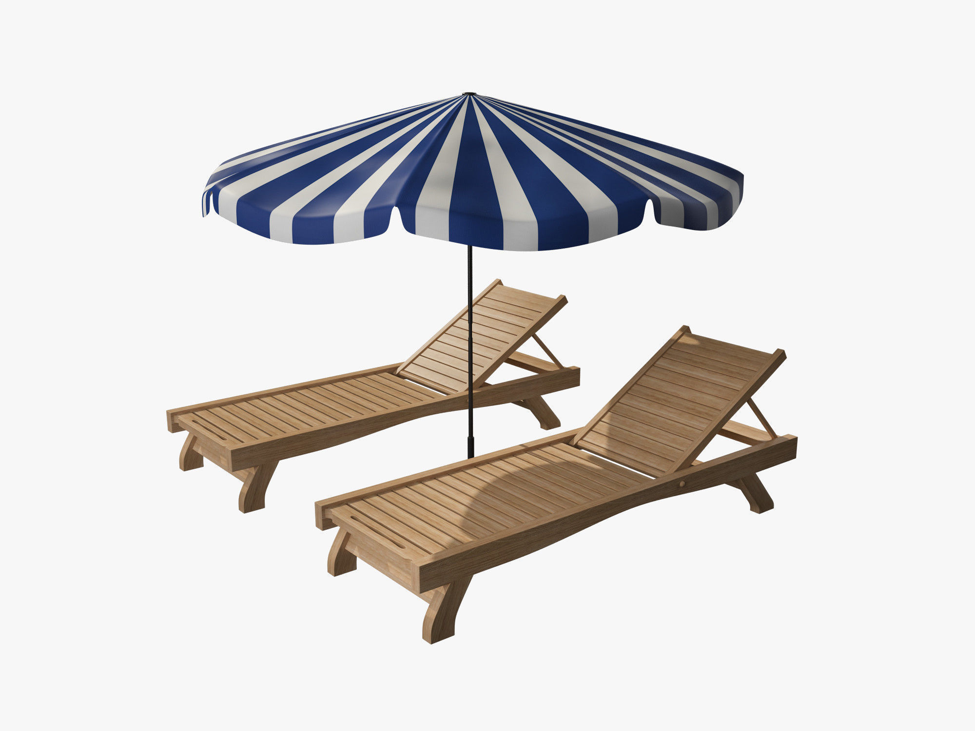 Sunbed Umbrella 3D model_3