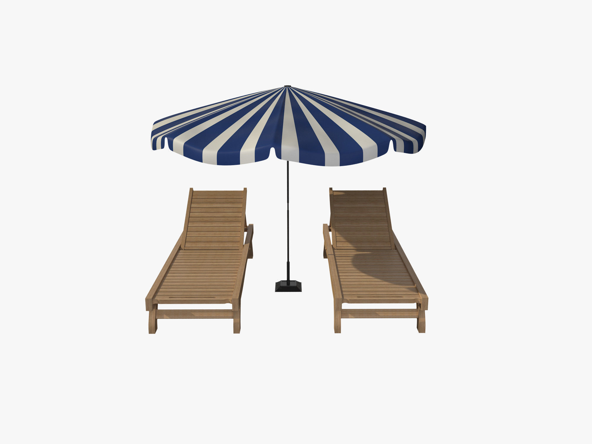 Sunbed Umbrella 3D model_2