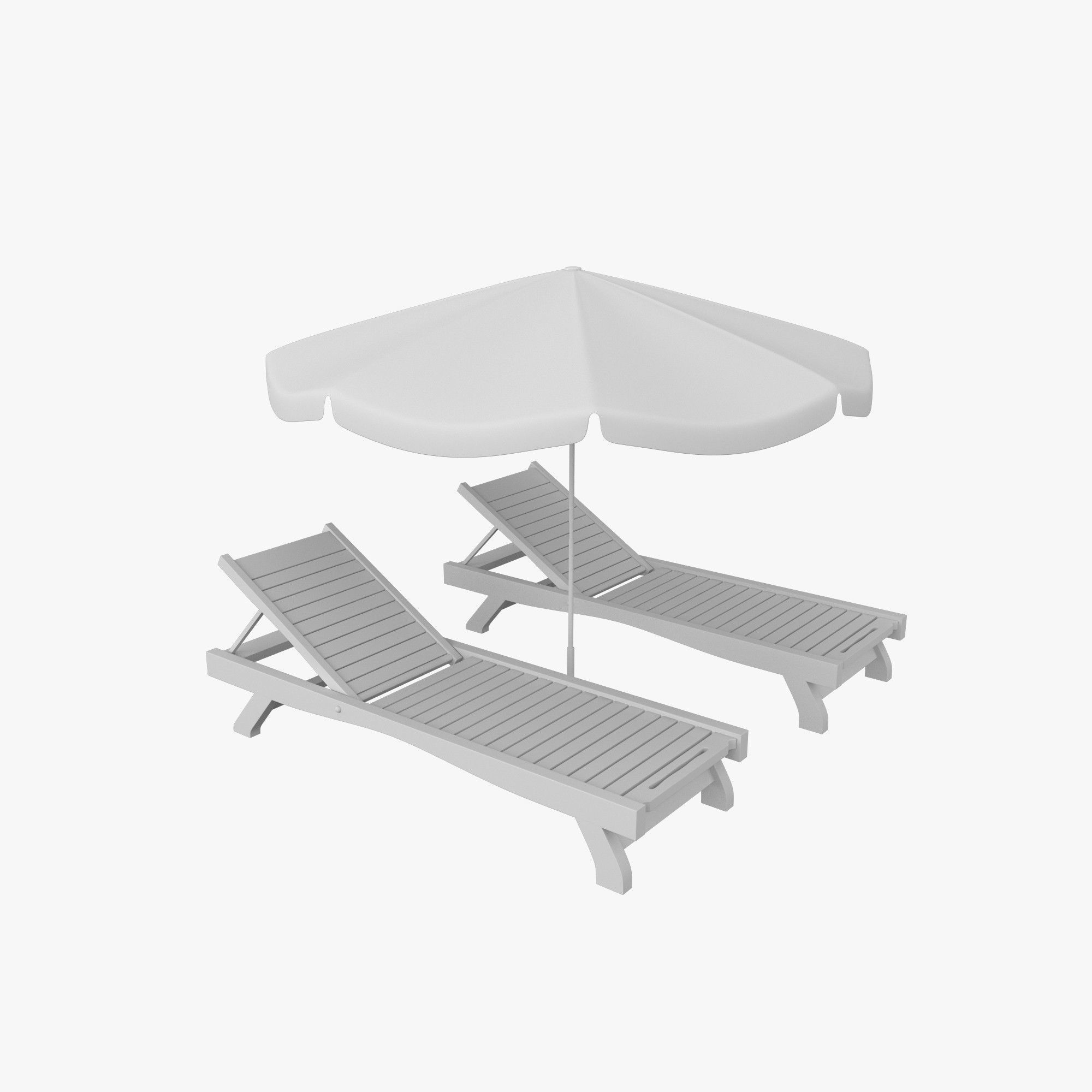 Sunbed Umbrella 3D model_4