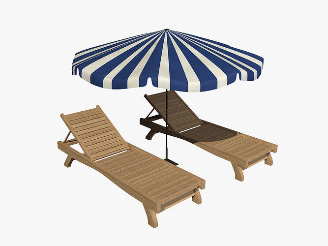 Sunbed Umbrella 3D model