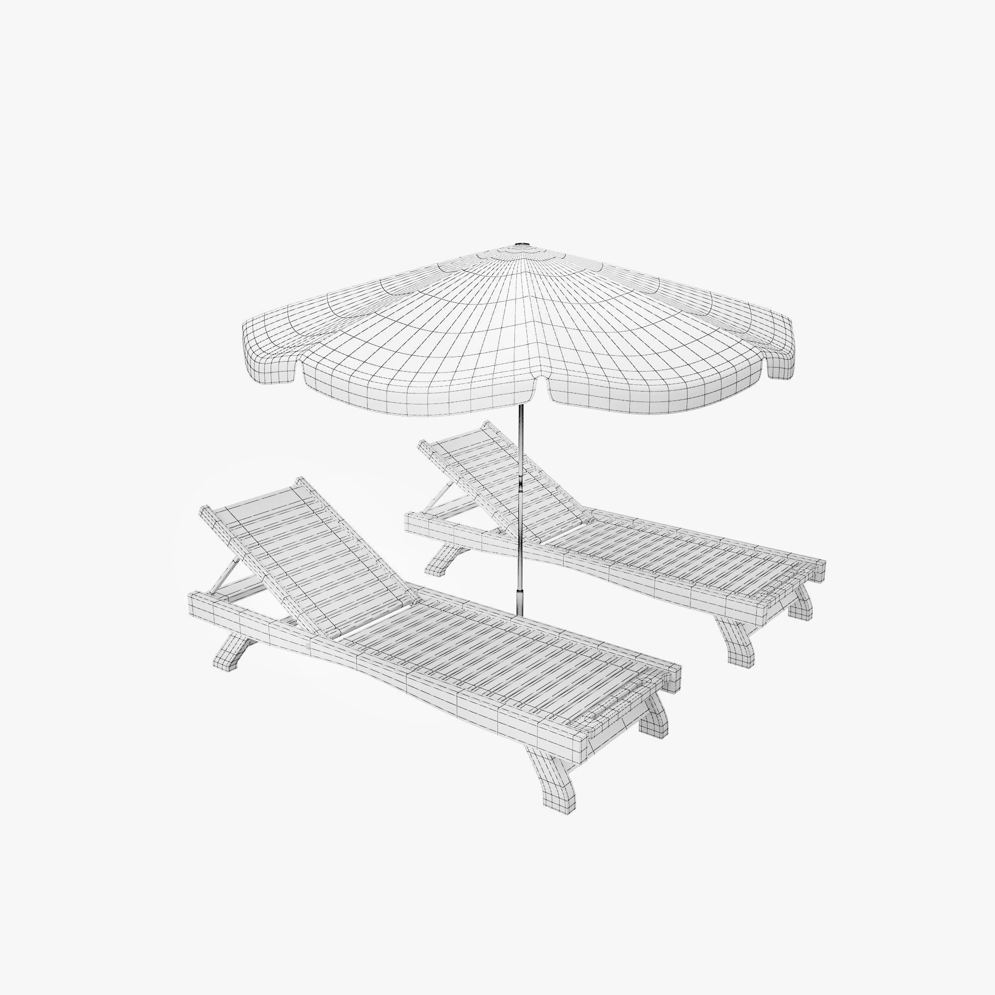 Sunbed Umbrella 3D model_5
