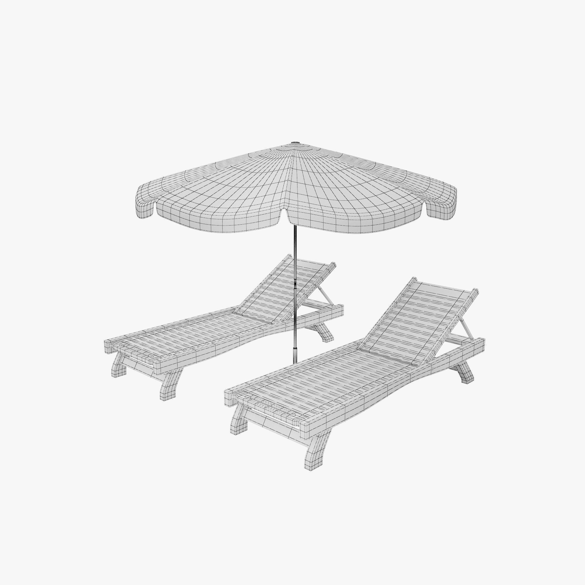 Sunbed Umbrella 3D model_6