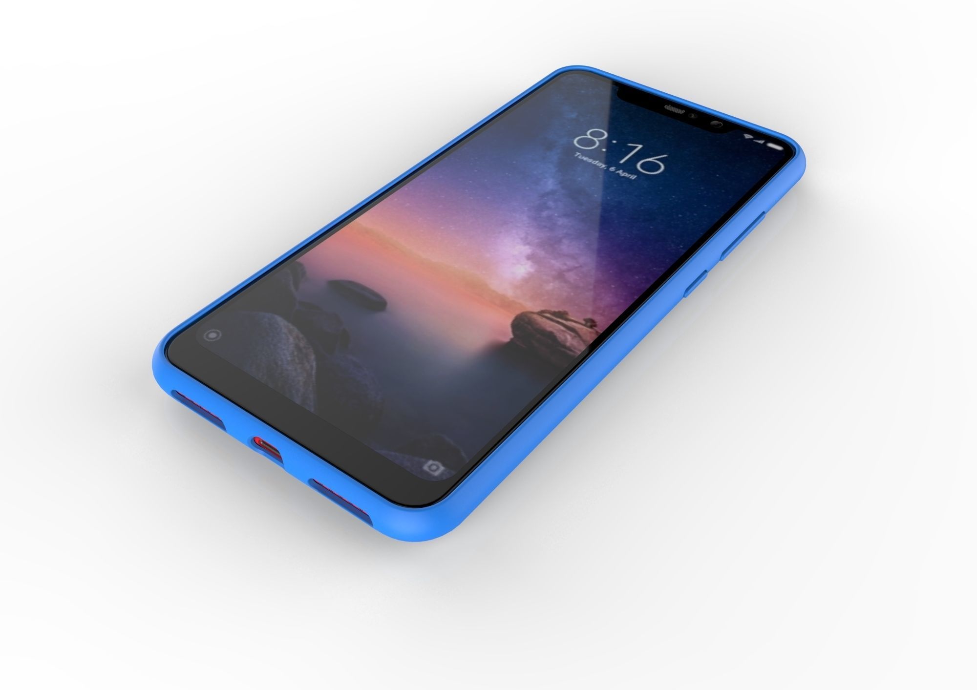 Xiaomi Redmi Note 6 Pro blue case 3D print model_1