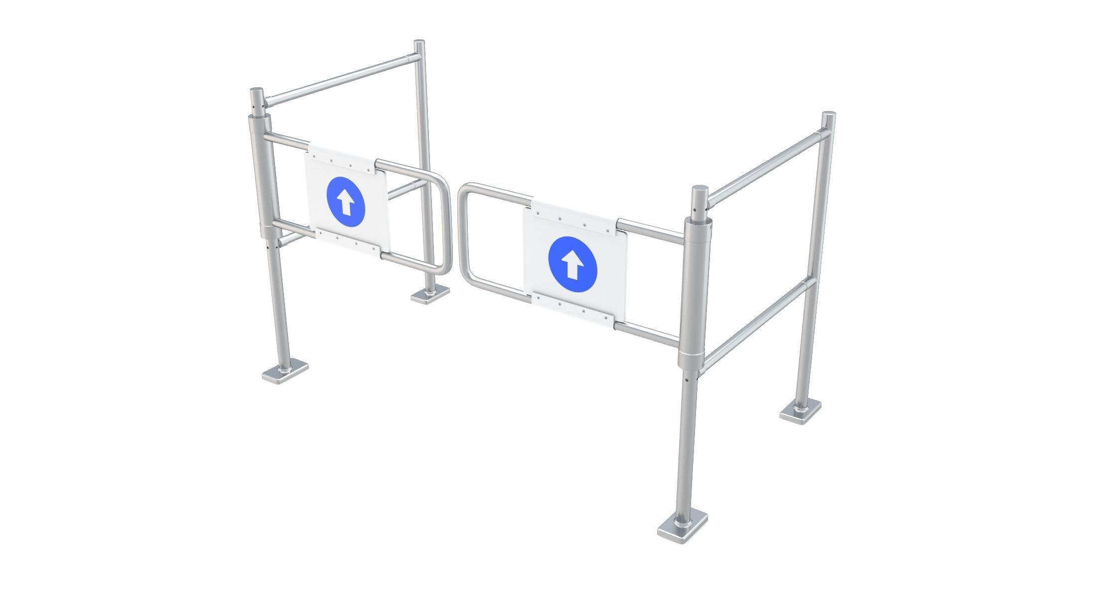 Supermarket Dual Mechanical with Barrier Swing Gate 3D model_2