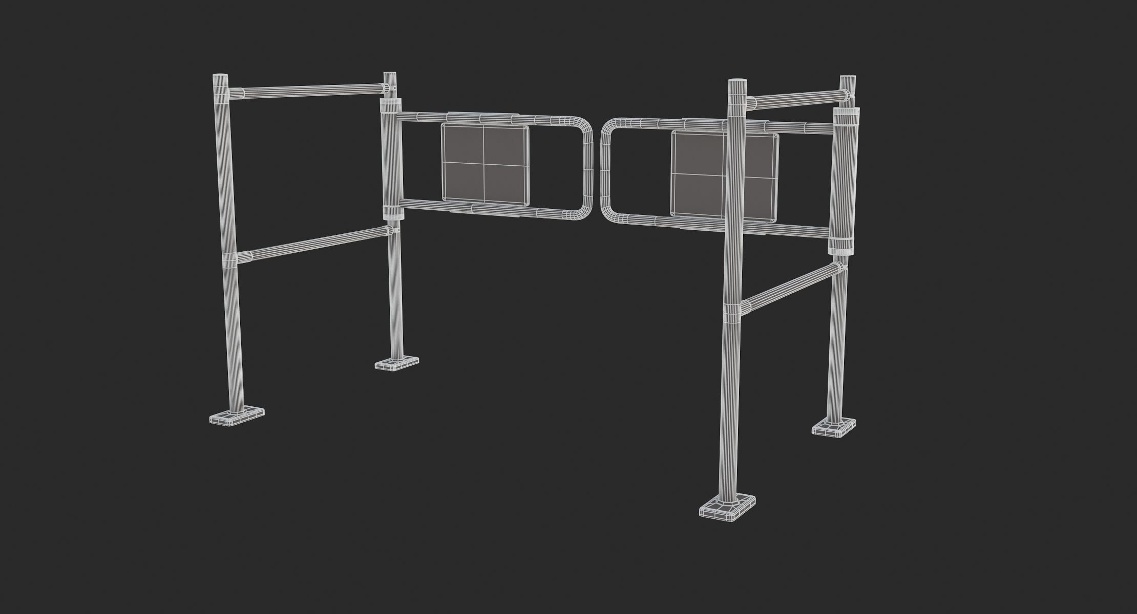 Supermarket Dual Mechanical with Barrier Swing Gate 3D model_8