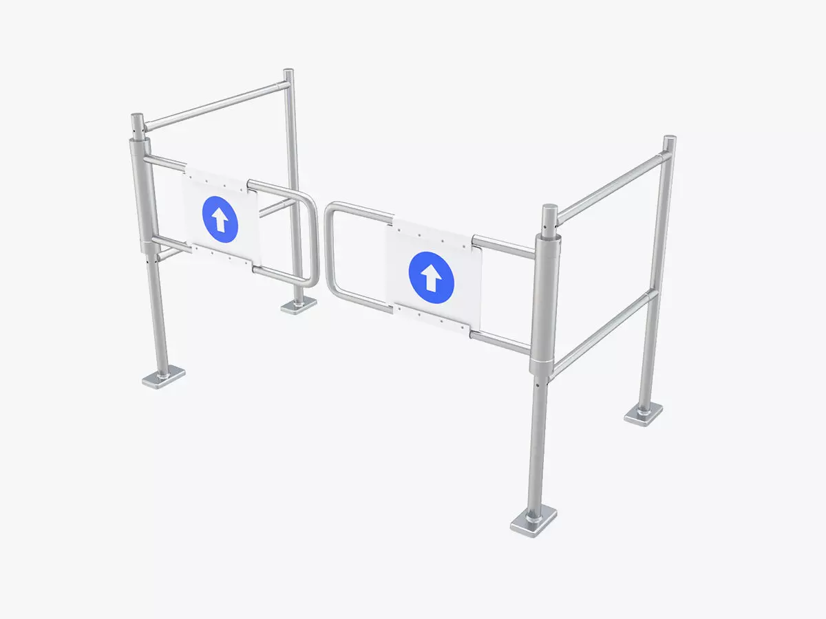 Supermarket Dual Mechanical with Barrier Swing Gate 3D model_0
