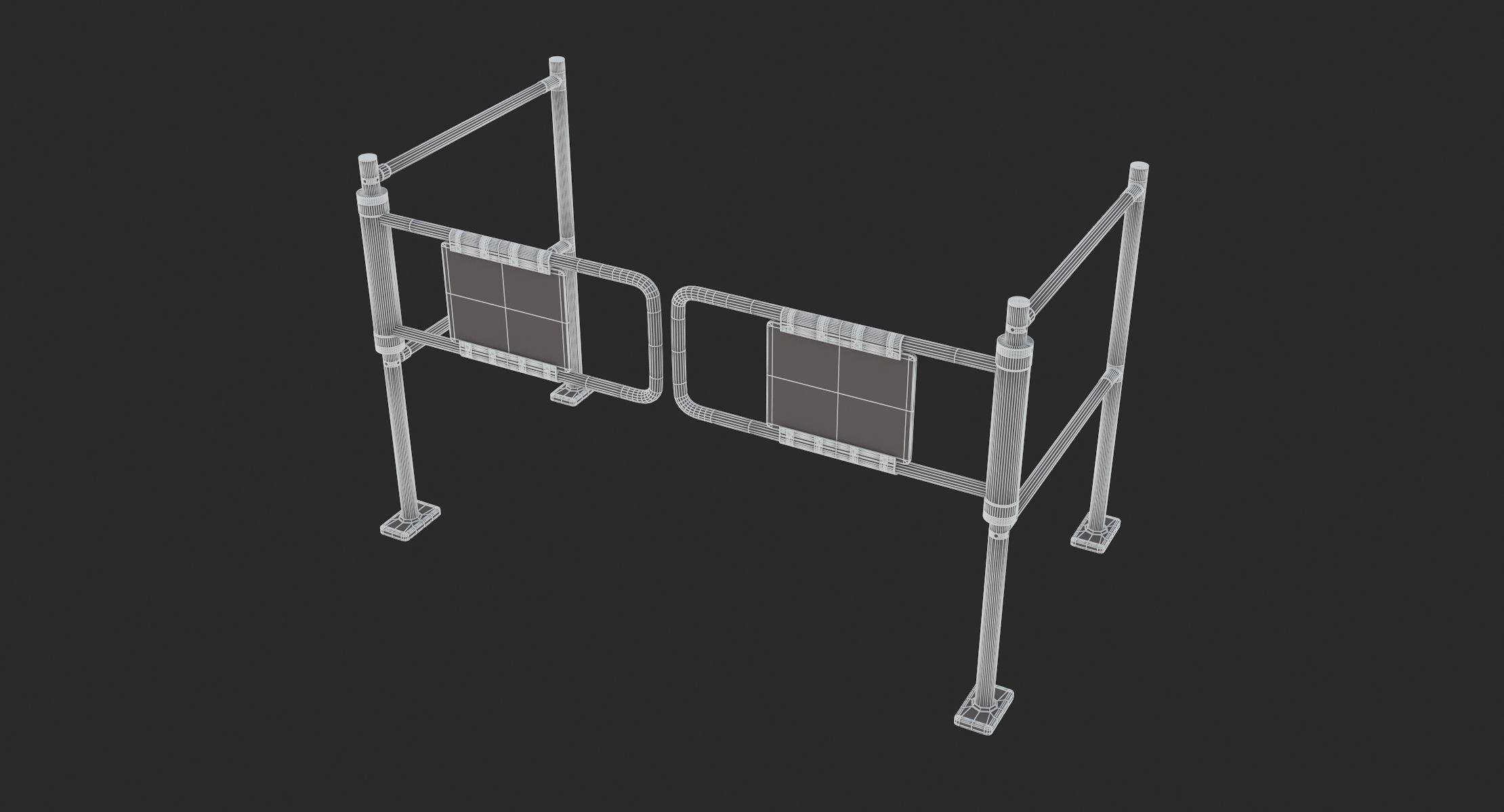 Supermarket Dual Mechanical with Barrier Swing Gate 3D model_6