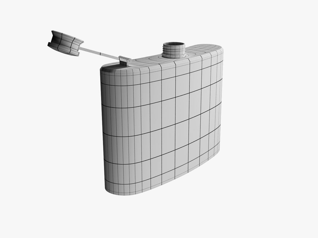 Flask stainless steel hip Low-poly 3D model_8