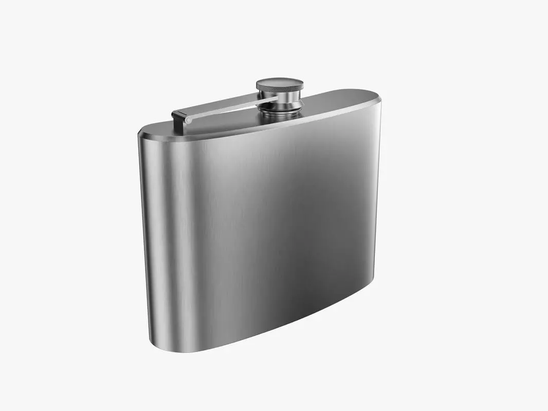 Flask stainless steel hip Low-poly 3D model_0