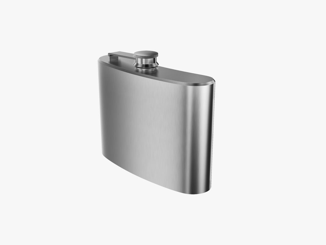 Flask stainless steel hip Low-poly 3D model_1