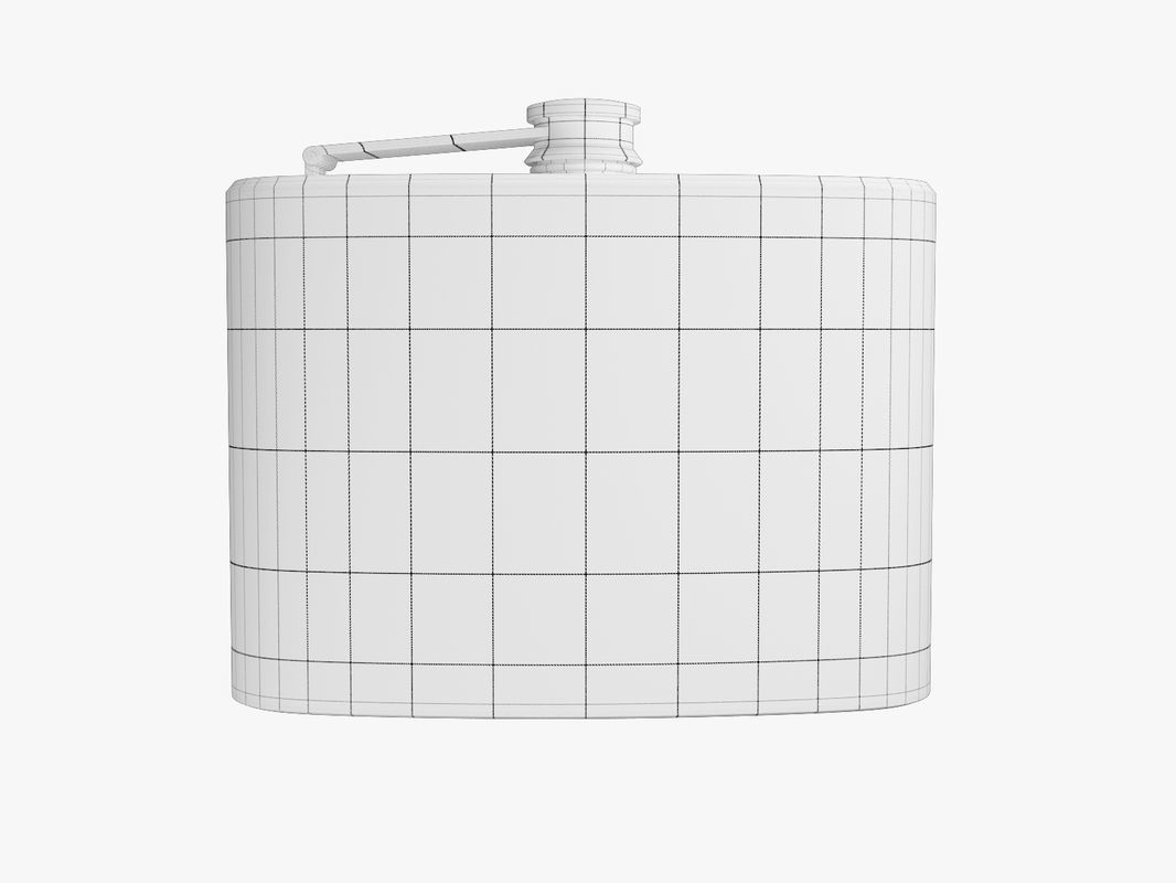 Flask stainless steel hip Low-poly 3D model_7
