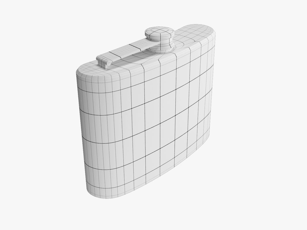 Flask stainless steel hip Low-poly 3D model_6