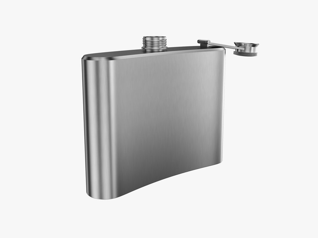 Flask stainless steel hip Low-poly 3D model_4