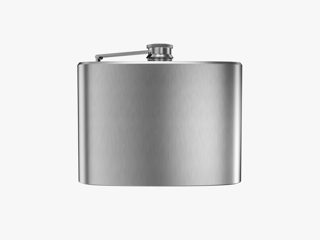 Flask stainless steel hip Low-poly 3D model_2