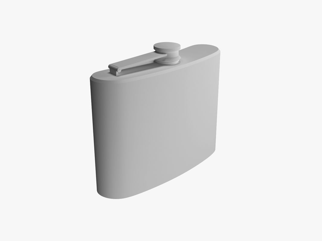 Flask stainless steel hip Low-poly 3D model_5