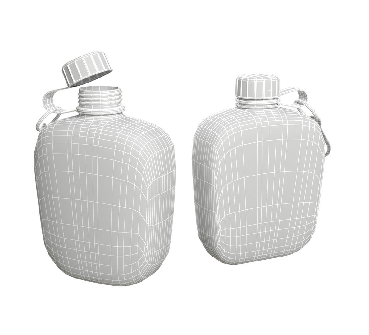 Canteen military flask Low-poly 3D model_4