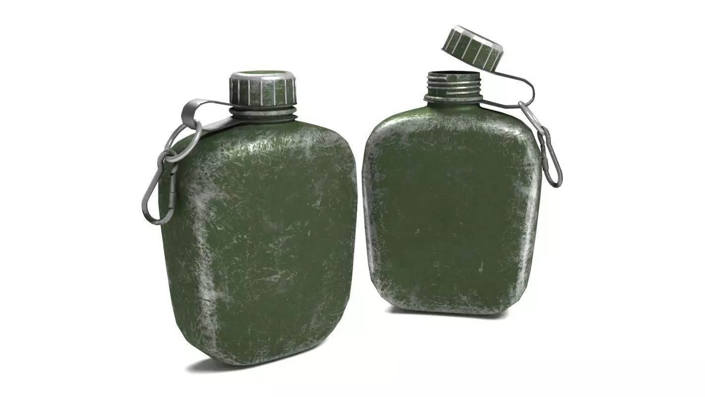 Canteen military flask Low-poly 3D model_0