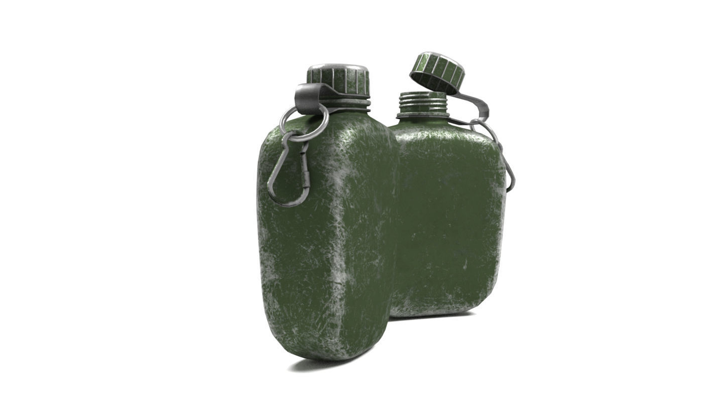 Canteen military flask Low-poly 3D model_3