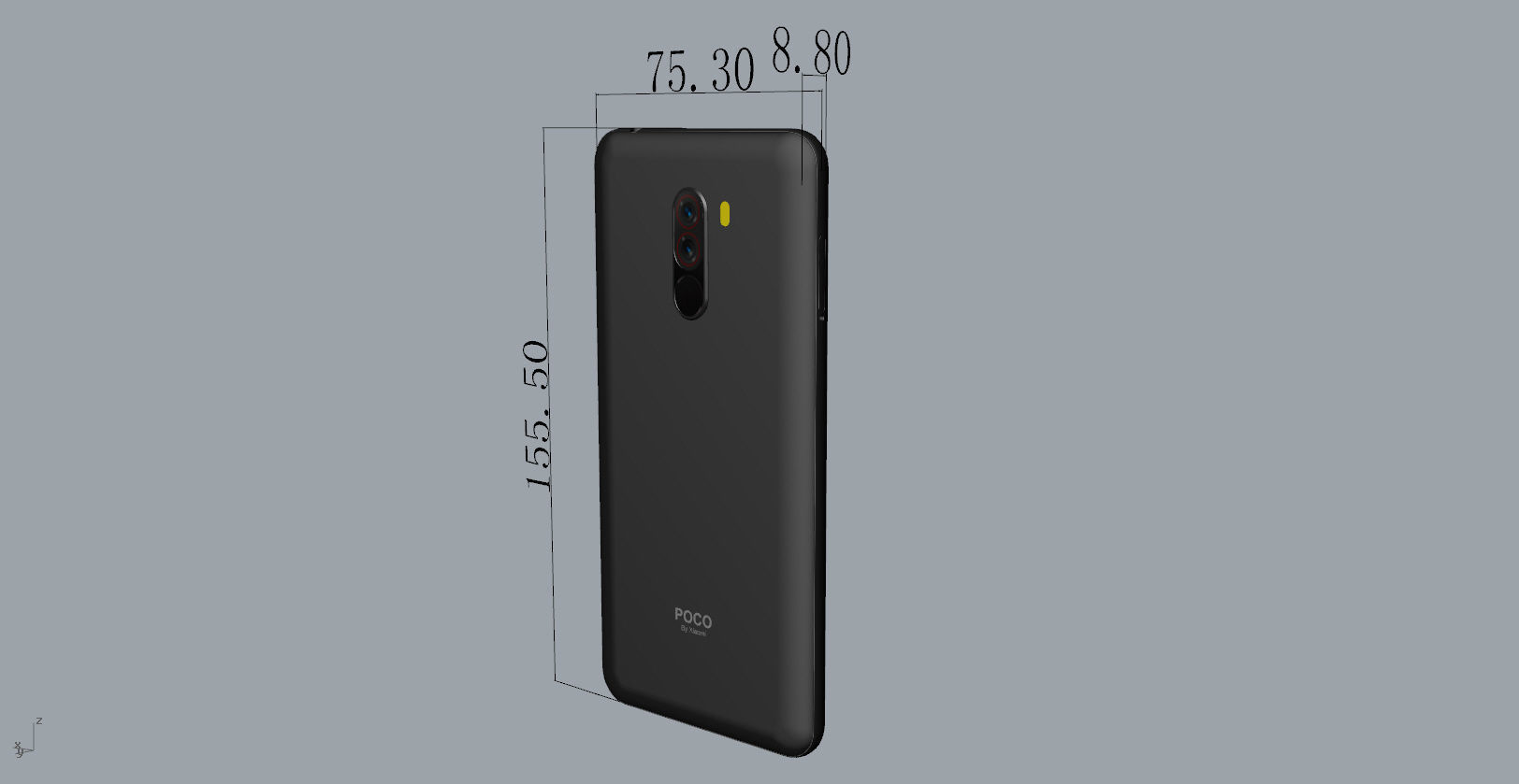 Xiaomi Pocophone F1 dark blue Low-poly 3D model_20